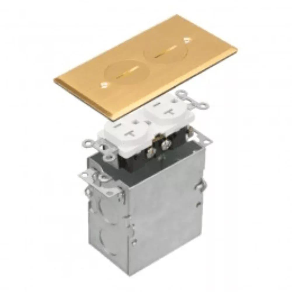 1 Gang Floor Box Kit with 20A Duplex Tamper and Weather Resistant Duplex Receptacle