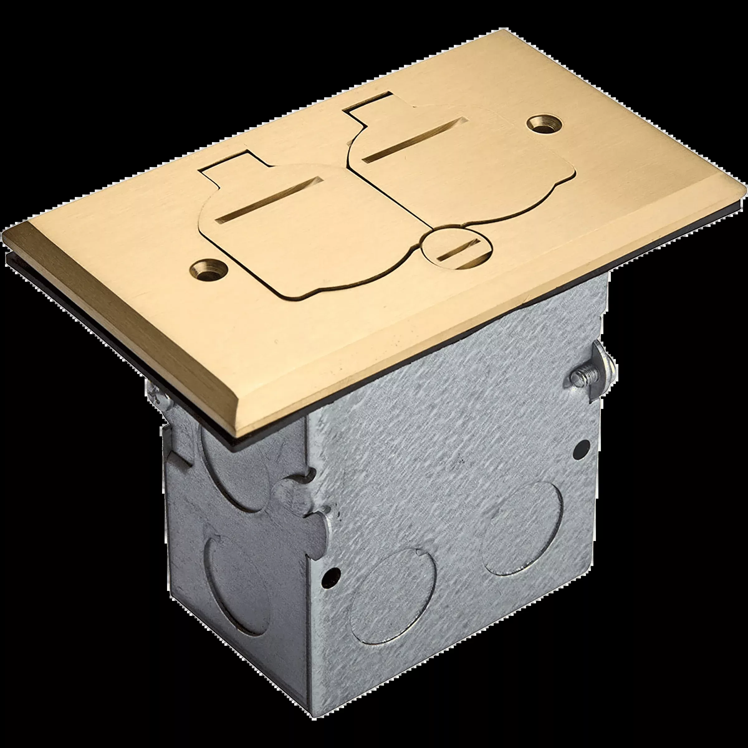 1 Gang Floor Box Kit with Flip Lid Cover and 20A Duplex Tamper and Weather Resistant Duplex Receptacle
