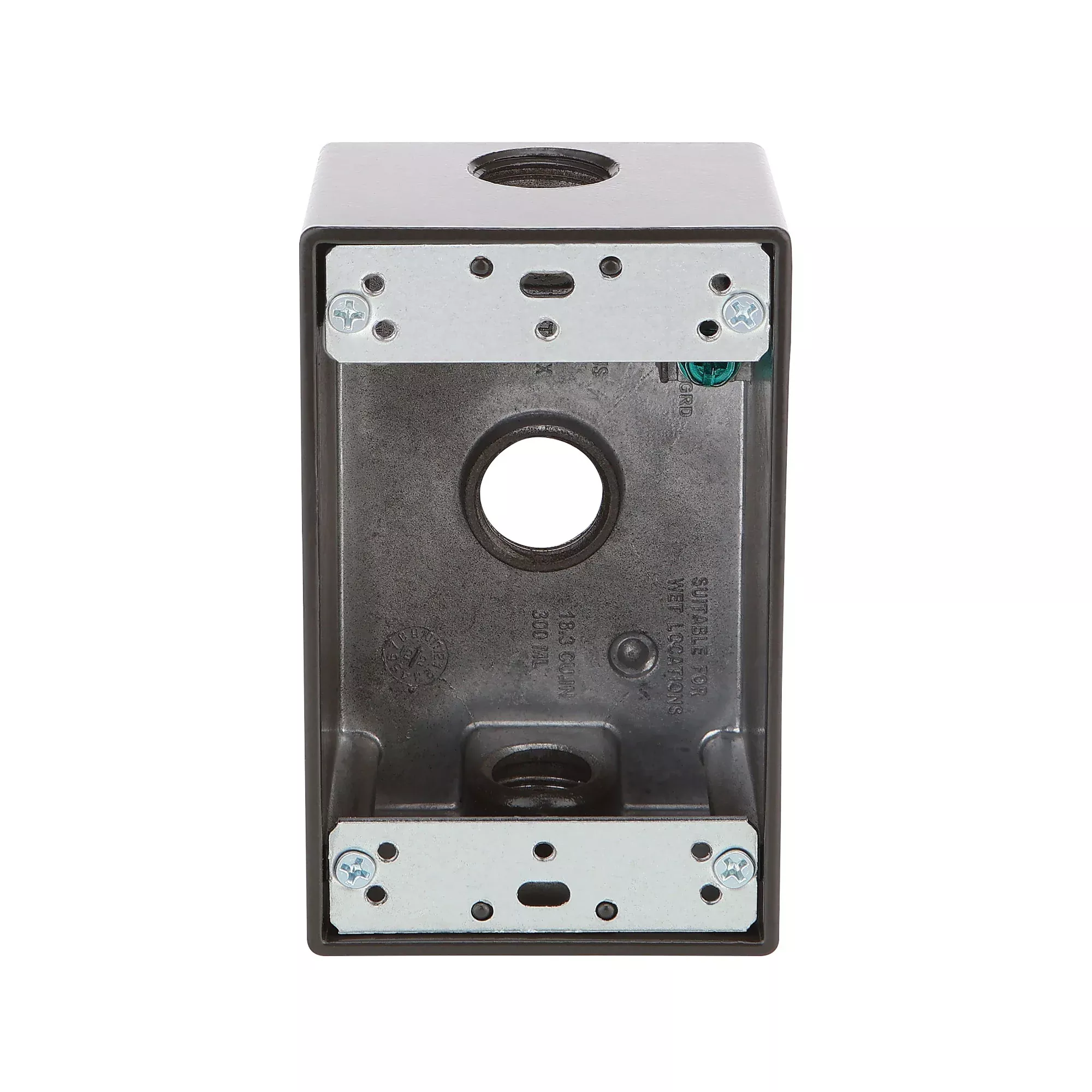 1-Gang Metal Weatherproof Box with (3) 1/2 inch Holes