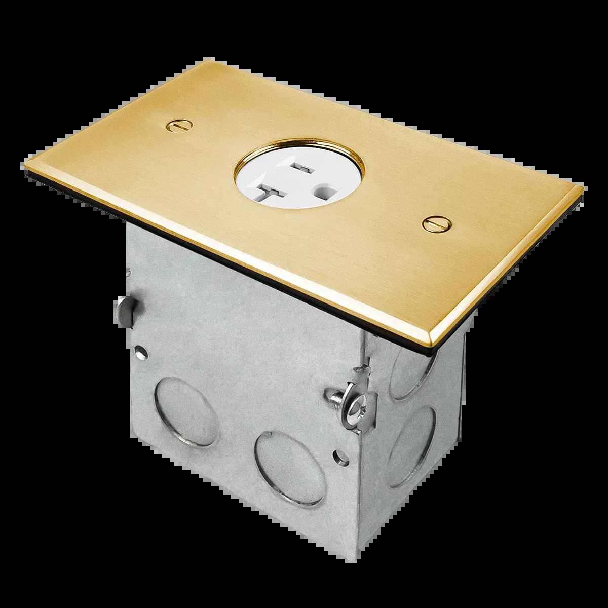 1 Gang Screw Plug Floor Box Kit with 20A Duplex Tamper and Weather Resistant Duplex Receptacle