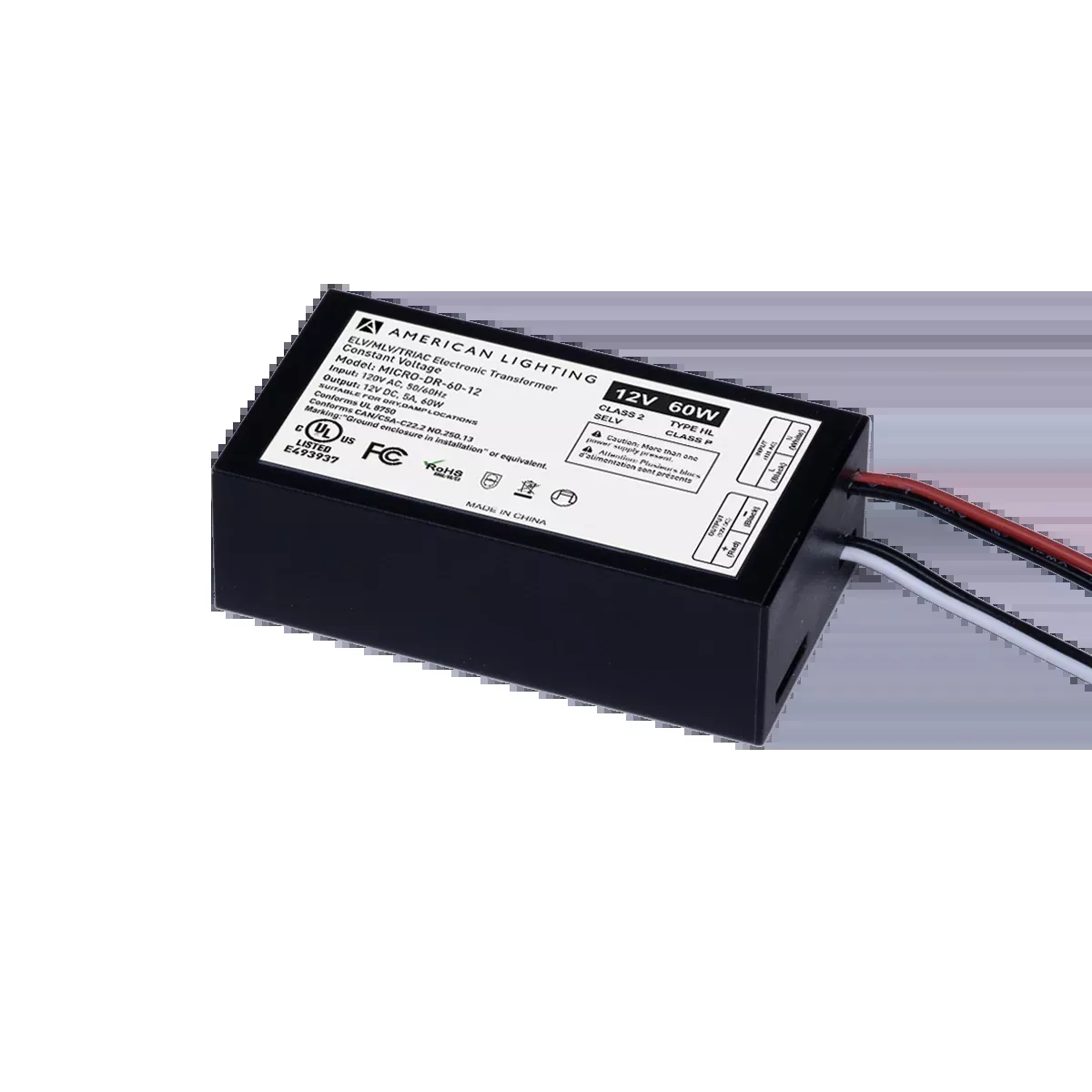 60 Watt Micro-DR Dimmable 12VDC Power Supply