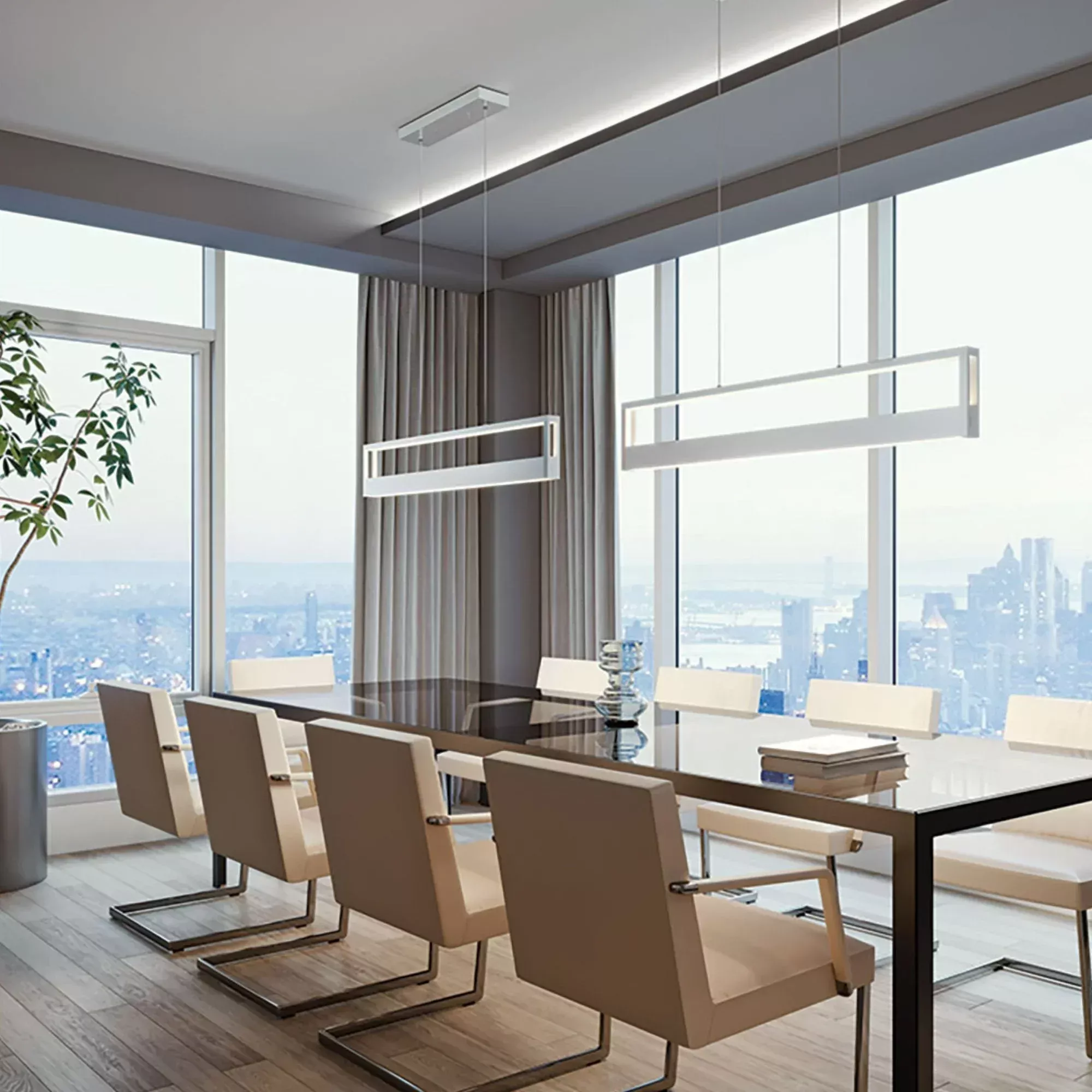 AFX Echo 45" LED Linear Pendant, White Finish