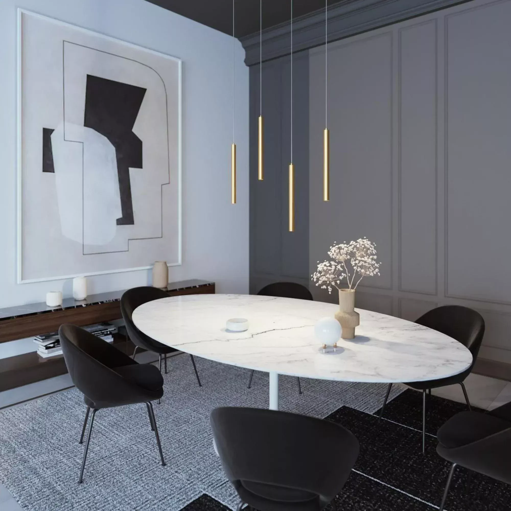 AFX Eli 36" LED Linear Pendant, Satin Brass Finish