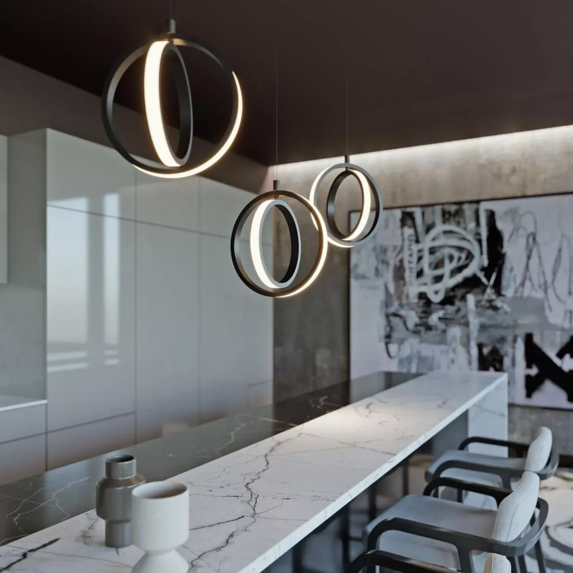 AFX Lock 36" LED Linear Pendant, Black Finish