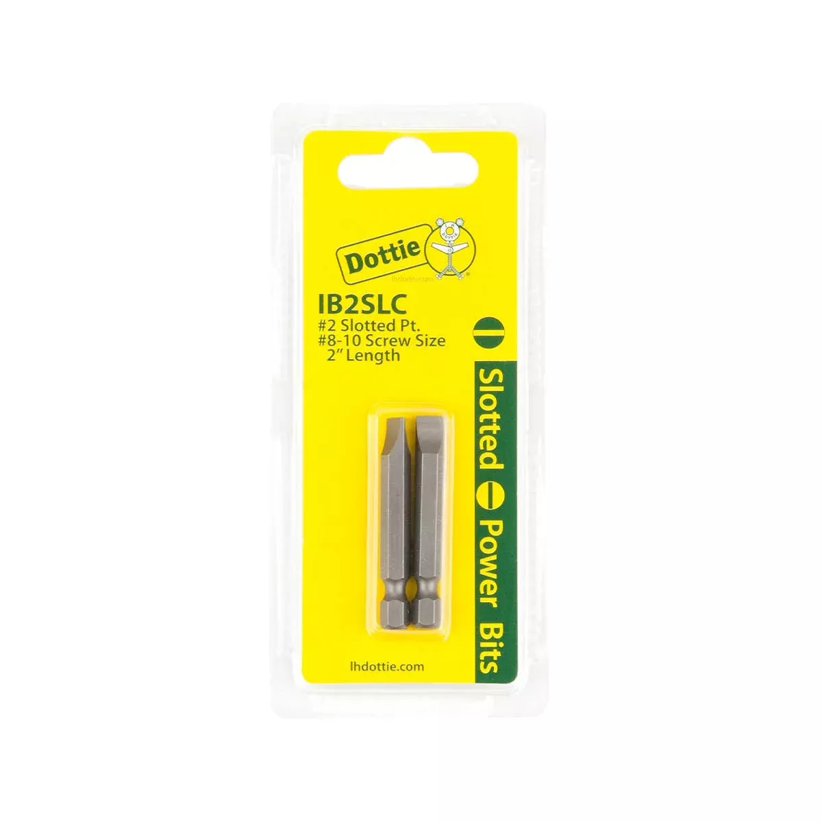 Dottie #2 x 2 in Slotted Power Bit (Carded) IB2SLC