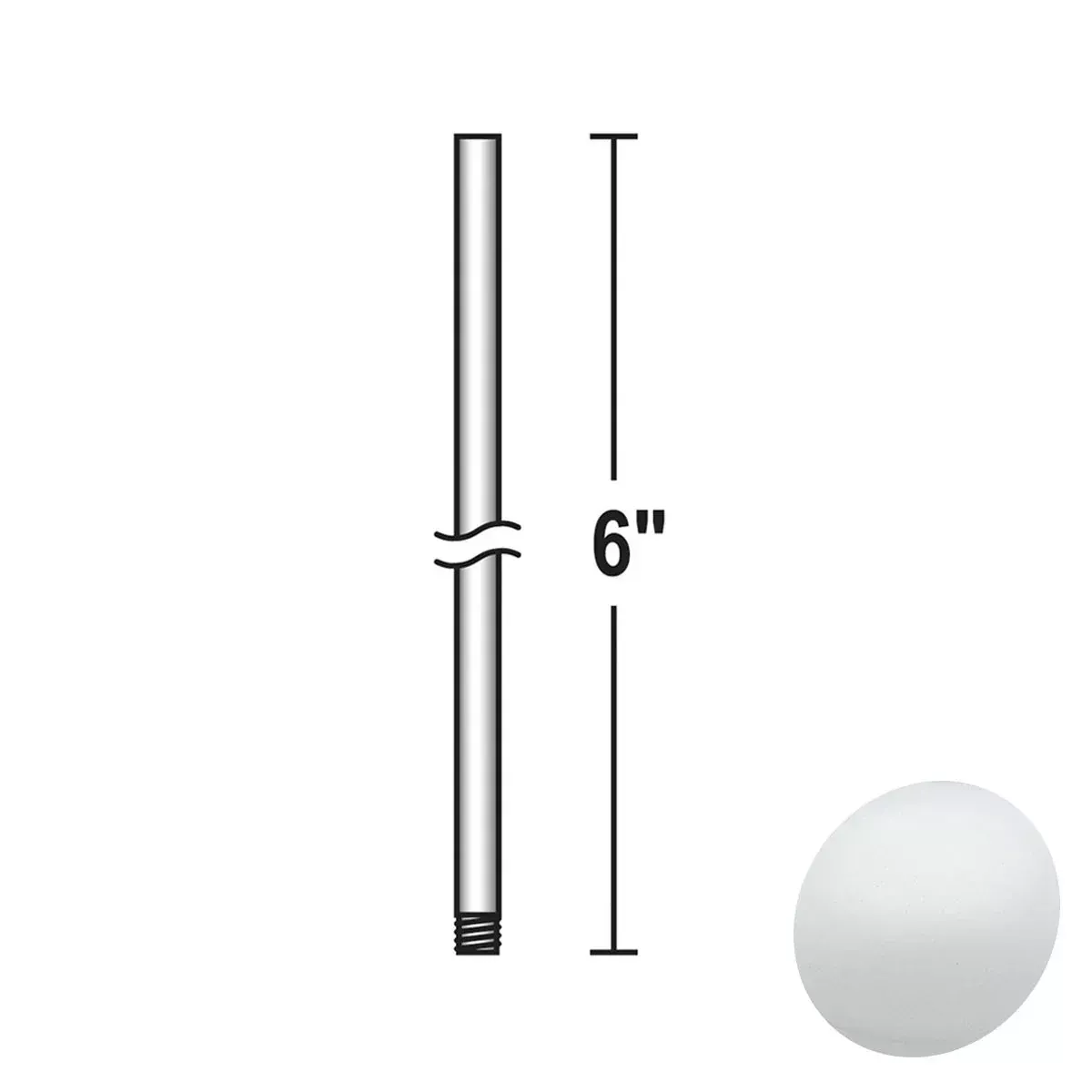 DR5 6" Downrod White Finish