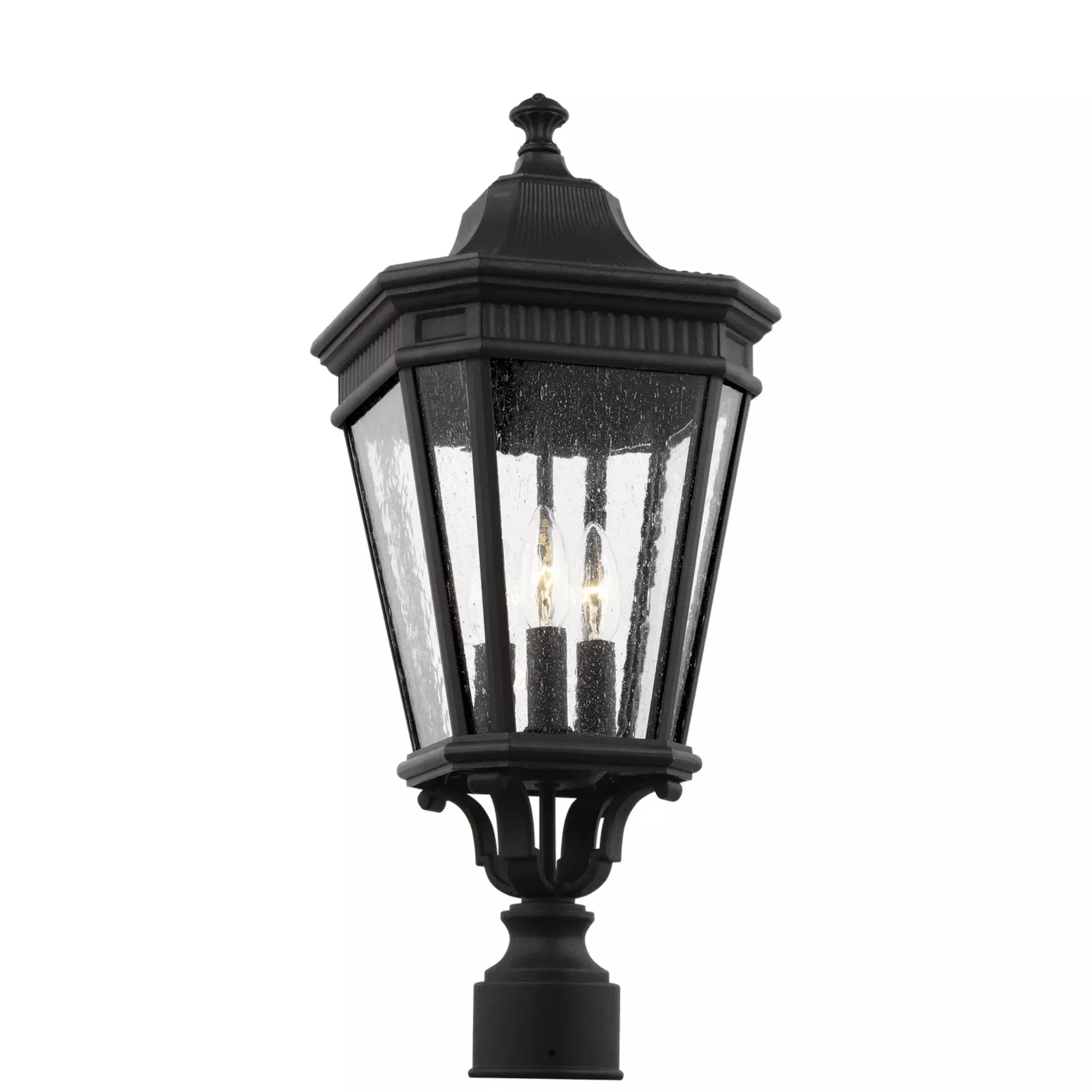 Generation Lighting Cotswold Lane 22.5 in. 3-Light Outdoor Post Light, Black with Clear Seeded Glass