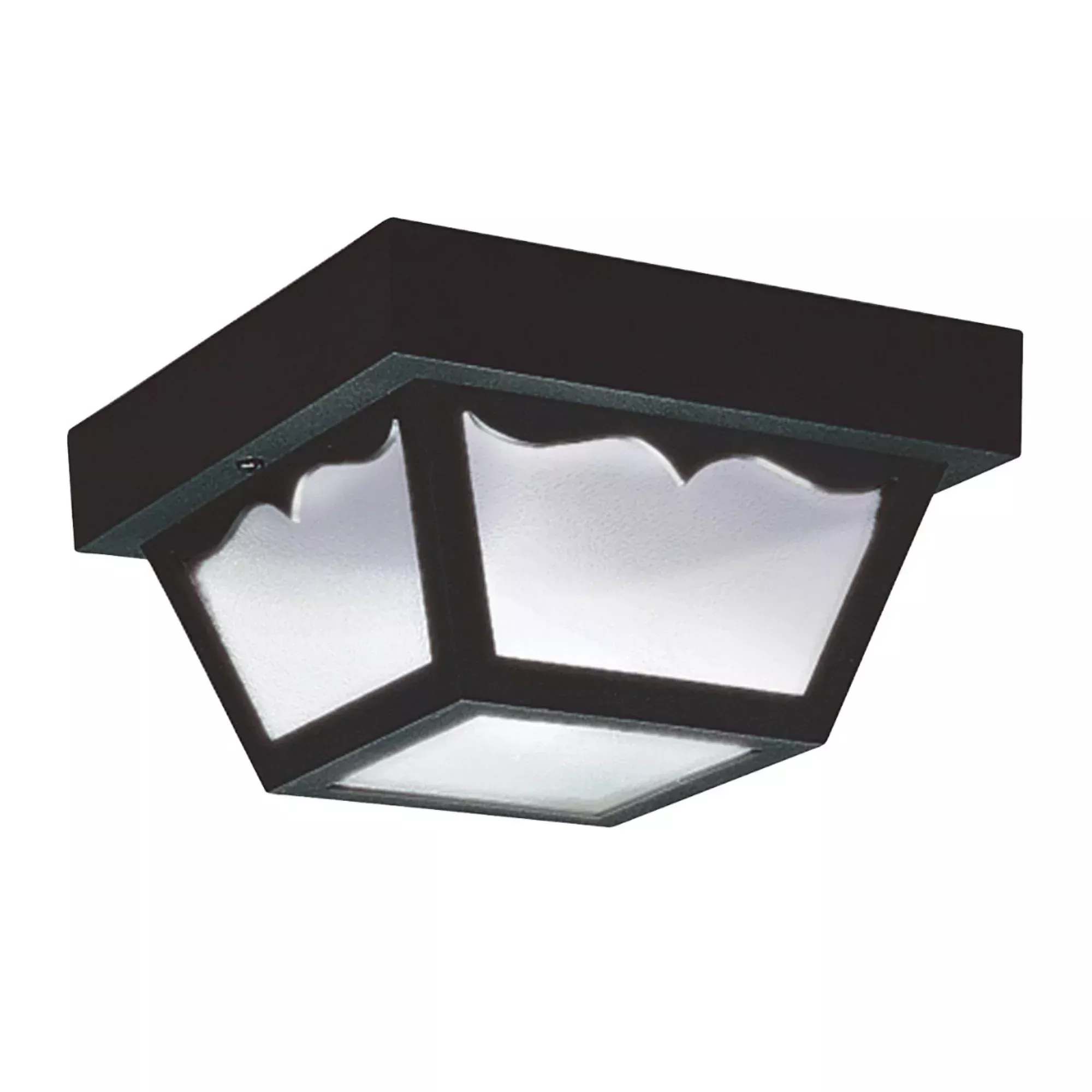 Generation Lighting Outdoor Ceiling 8.25 in. Outdoor Ceiling Light, Black with Clear Textured Glass