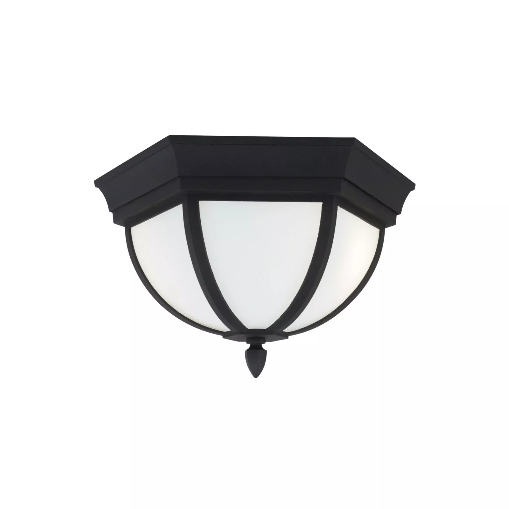 Generation Lighting Wynfield 12.75 in. 2-Light Outdoor Ceiling Light, Black with Clear Beveled Glass