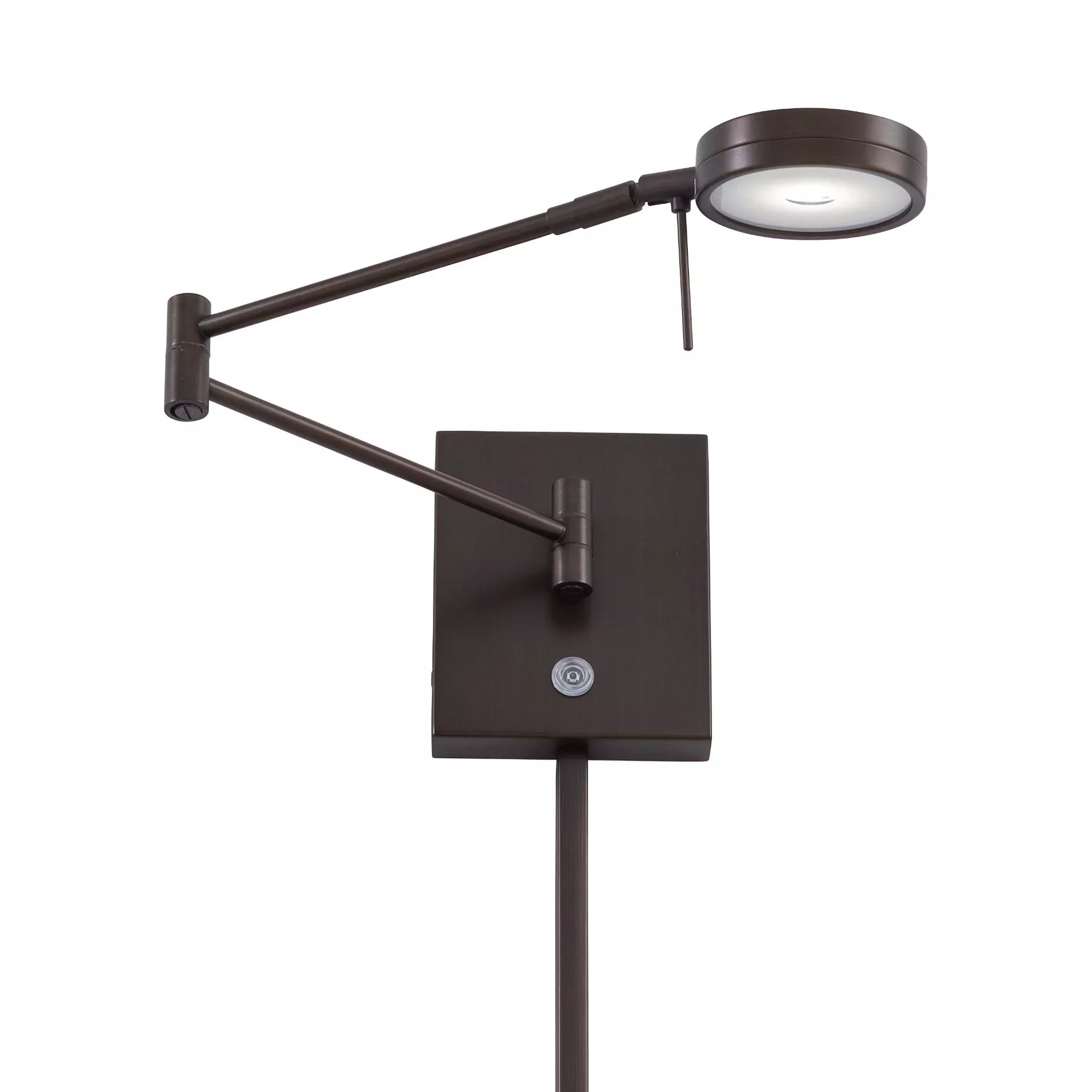 George's Reading Room 23" LED Swing Arm Wall Lamp Round, Copper Bronze Patina Finish