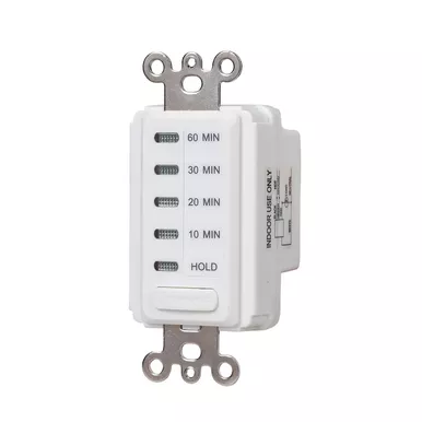 Intermatic EI210W 10-60 Minute Electronic Countdown Timer with Hold, 120 VAC, White