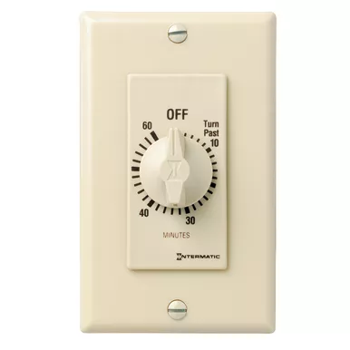 Intermatic FD460M Spring Wound 60 Minute Countdown Timer, 125-277 VAC, DPST, Ivory