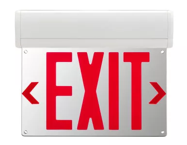 Keystone KT-EX-EL1-WH3RL-SU Edge-Lit LED Exit Sign with Emergency Battery Backup, Surface Mount, White Housing with Red Letters