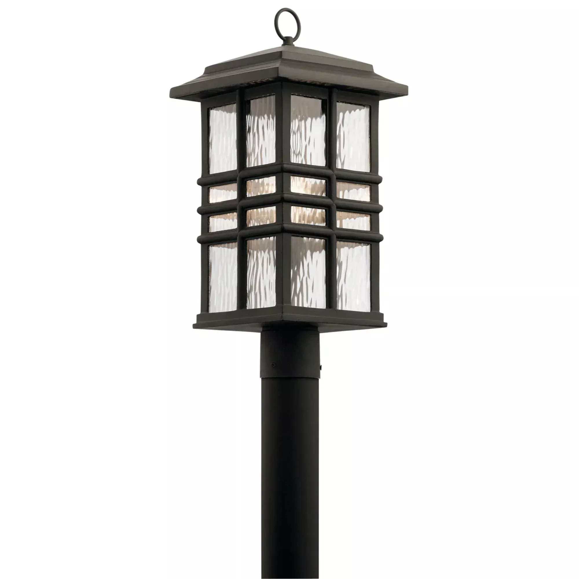 Kichler Beacon Square 20.75 in. Outdoor Post Light, Olde Bronze with Clear Hammered Glass
