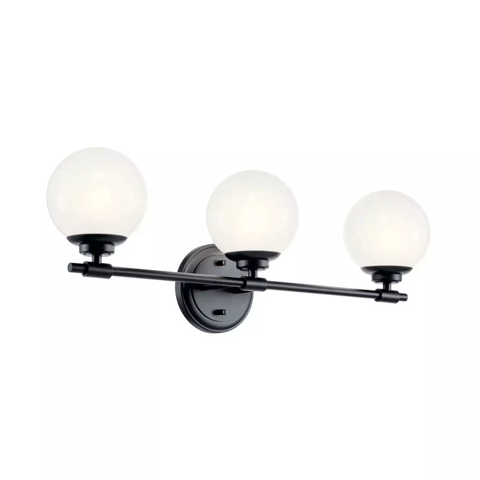 Kichler Benno 24.5 in. 3-Light Vanity Light, Black & Champagne Bronze with Opal Glass