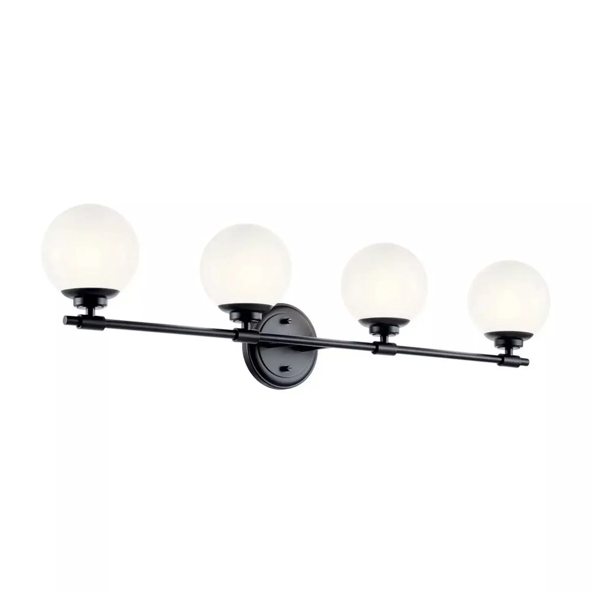 Kichler Benno 34 in. 4-Light Vanity Light, Black & Champagne Bronze with Opal Glass