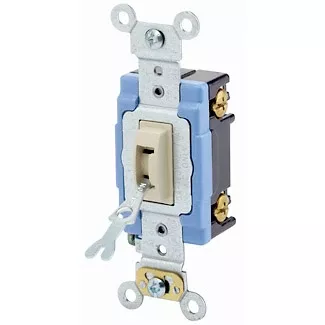 Leviton 15 Amp 120/277V Toggle Locking Single-Pole AC Quiet Switch Industrial Grade Self Grounding Back And Side Wired Brown (1201-2L)