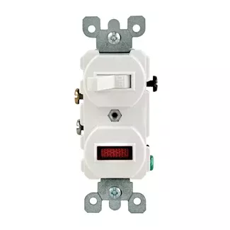 Leviton 15 Amp 120V Duplex Style Single-Pole/Neon Pilot AC Combination Switch Commercial Grade Non-Grounding Side Wired Ivory (5226-I)