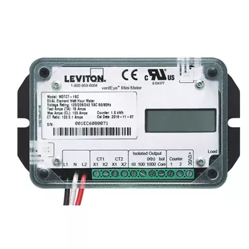 Leviton Gen3 Dual Element Mini Meter 1kWh 3W 120V 100A LCD Module With 2 Split Core Current Transformers (MDTCT-1SP)