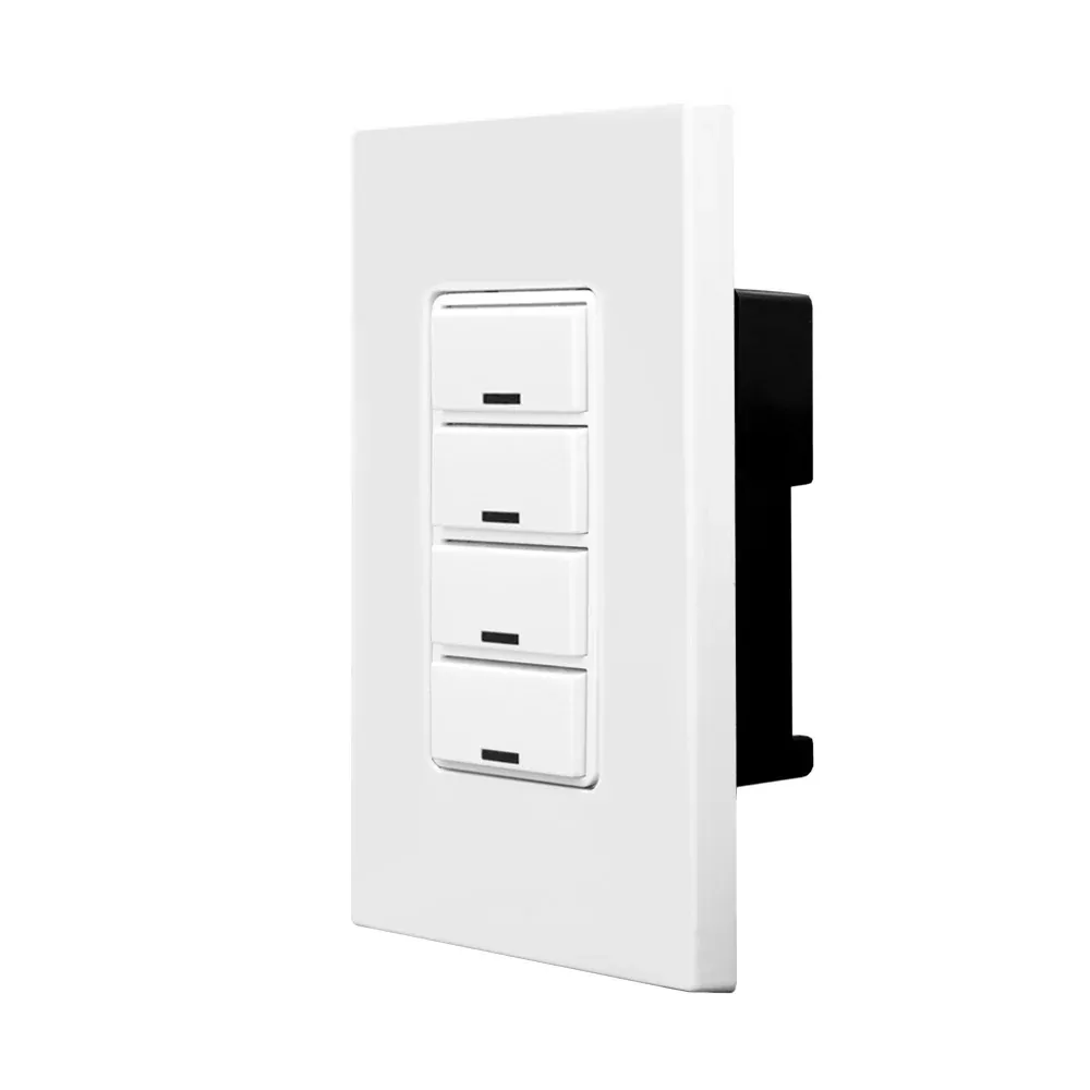 Leviton Lumina RF Decora 4-Button Multi-Function BLE Keypad With Room Controller And LED Feedback Functionality 120-277VAC 50/60Hz (DLDNK-4W)