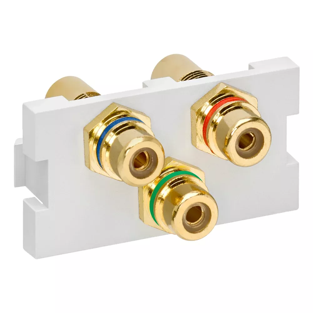 Leviton RCA Component Feedthrough MOS (Multimedia Outlet System) Connector White (41292-3DW)
