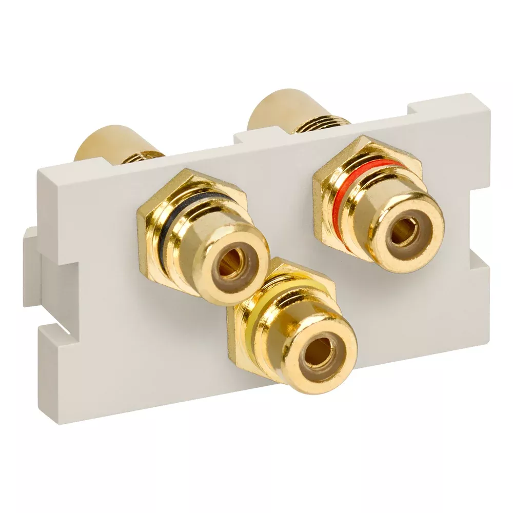 Leviton RCA Composite Feedthrough MOS (Multimedia Outlet System) Connector Light Almond (41292-3RT)