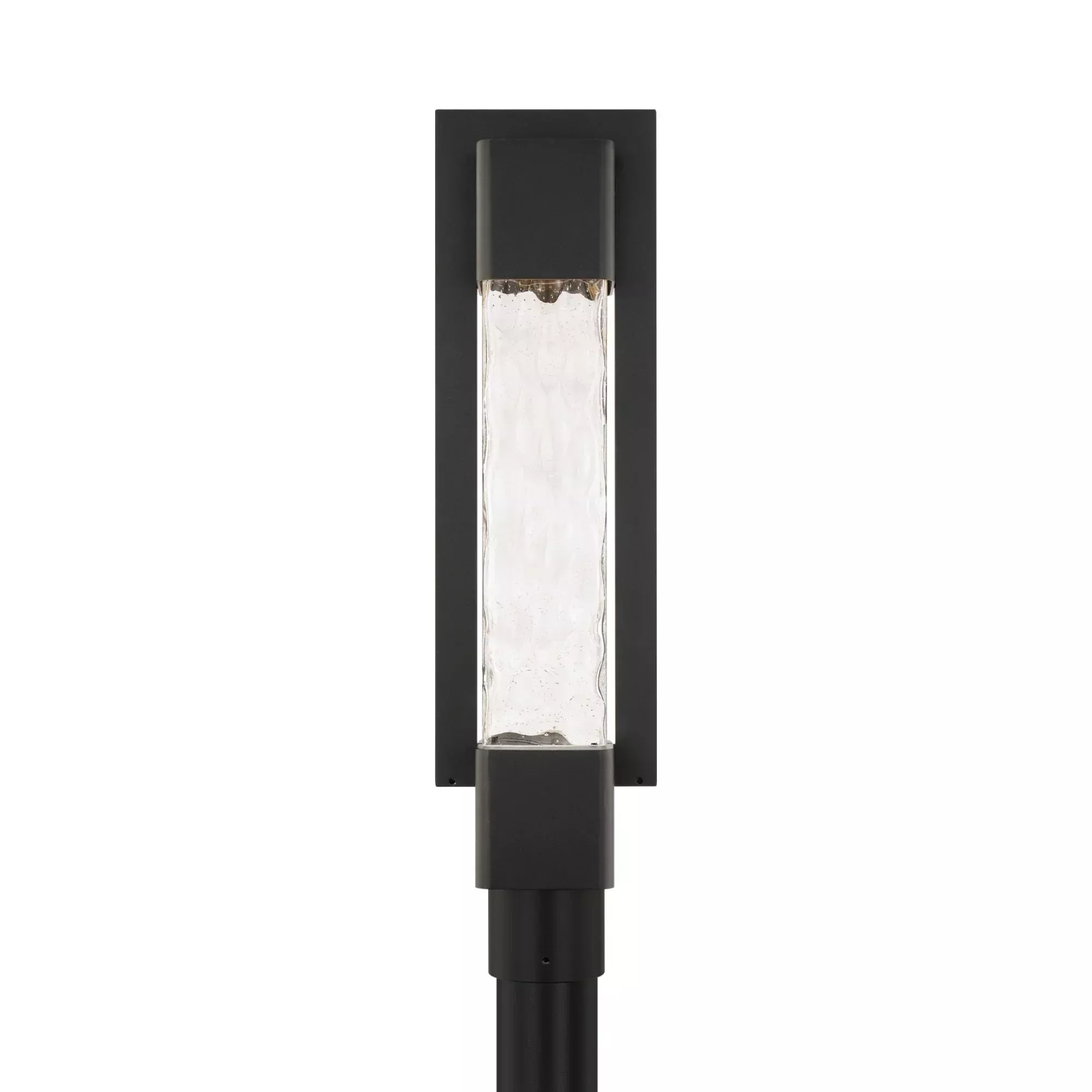 Modern Forms Mist 22.8 in. Outdoor Post Light, Black with Seedy Mouth-Blown Hammered Glass