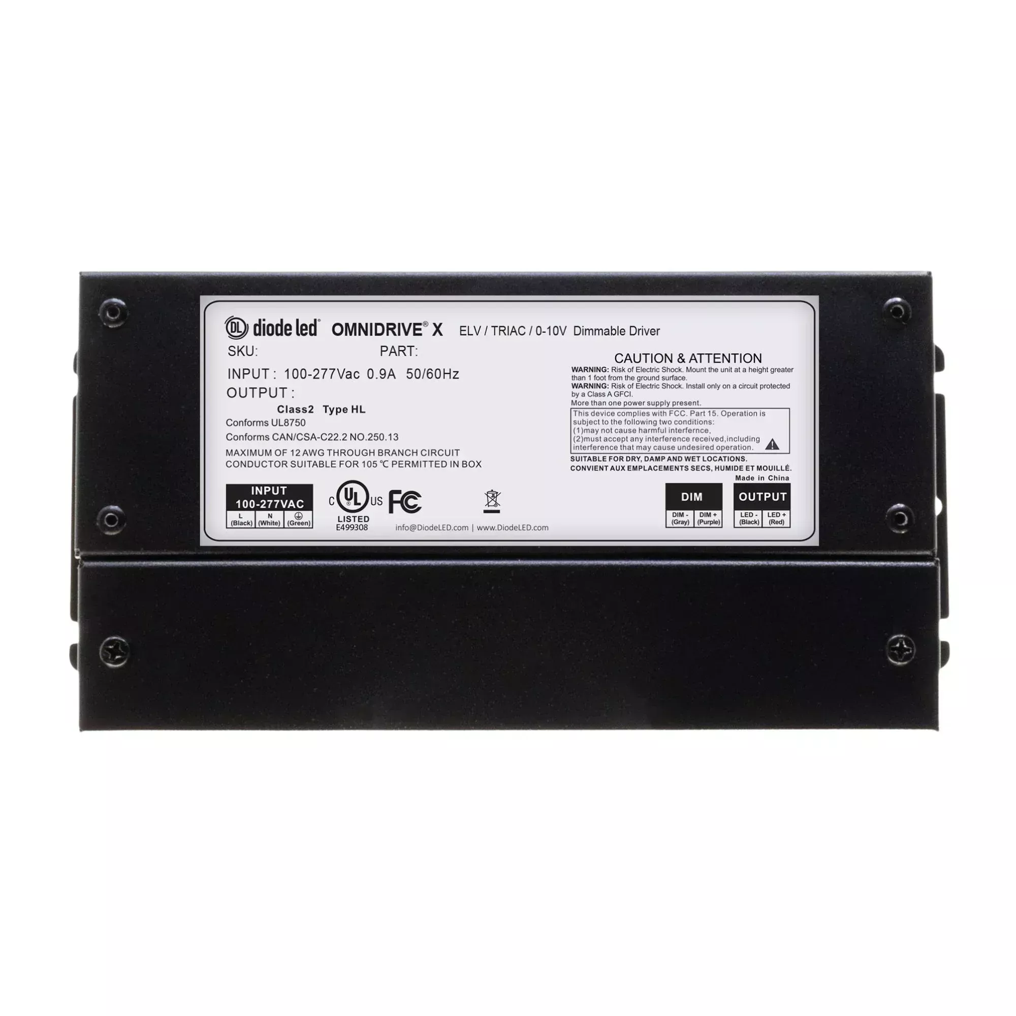 OMNIDRIVE X Dimmable Driver, 12VDC, 24VDC, ELV, Triac, and 0-10V Dimming