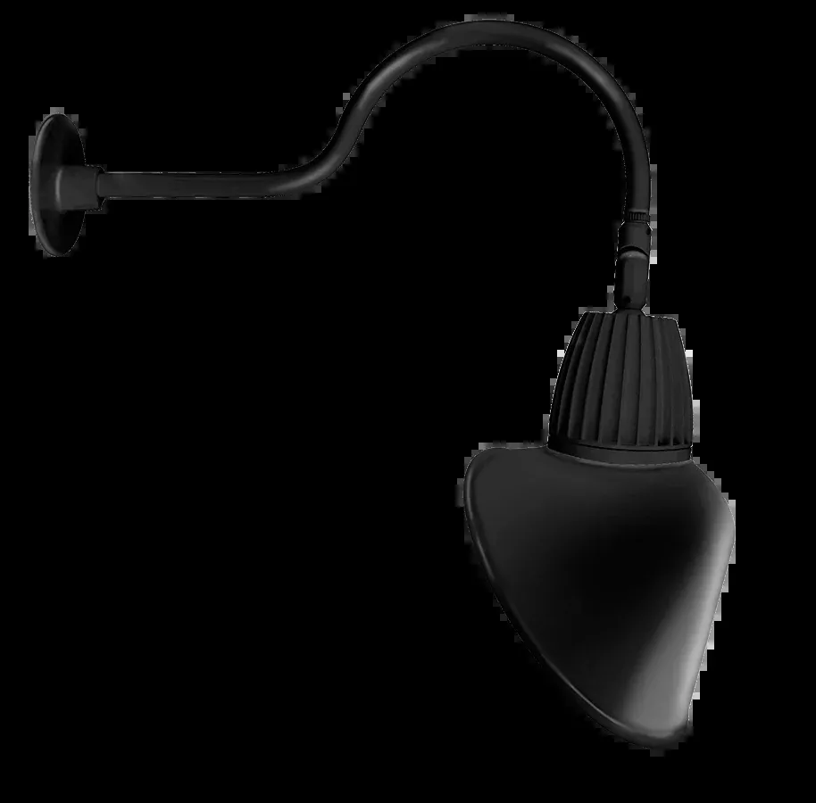 RAB Gooseneck Style1 13W Warm LED Angled Cone Shade Black (GN1LED13YACB)