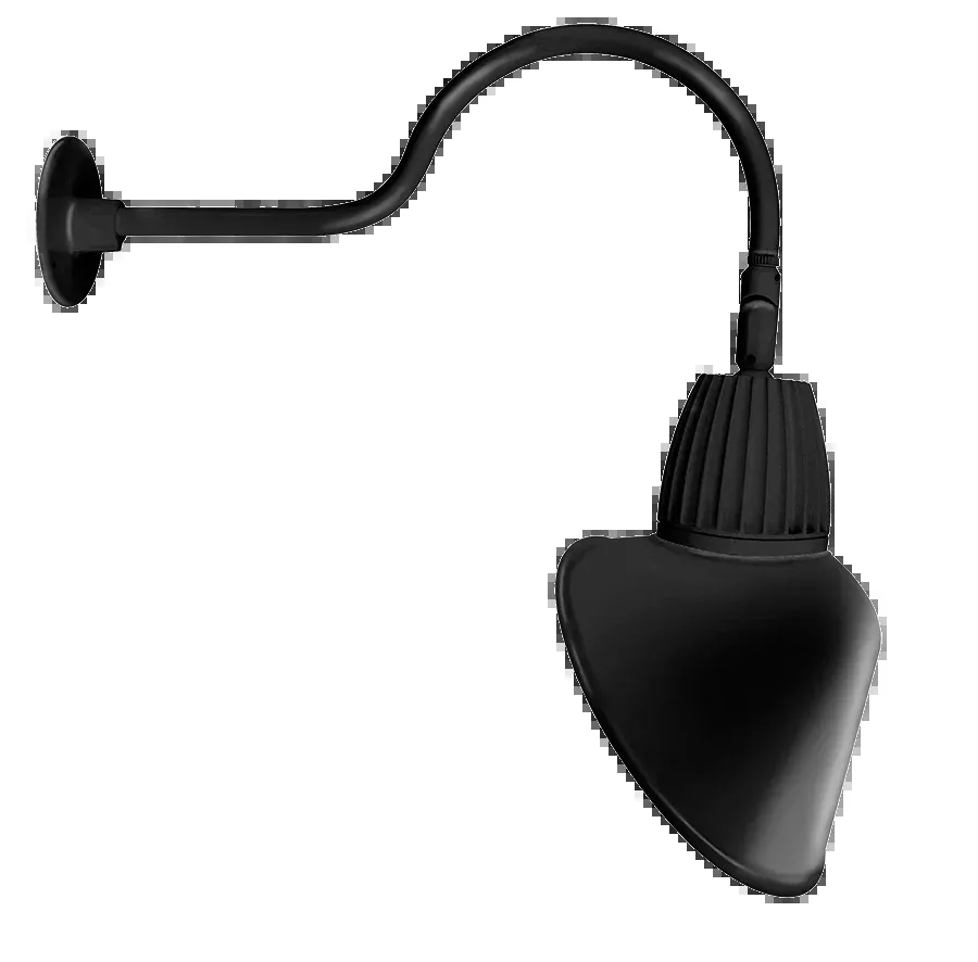 RAB Gooseneck Style1 26W Warm LED 15 Inch Angled Cone Shade Rectangular Reflector Black (GN1LED26YRACB)