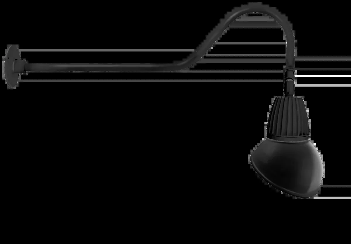 RAB Gooseneck Style2 13W Neutral LED 11 Inch Angled Dome Shade Black (GN2LED13NAD11B)