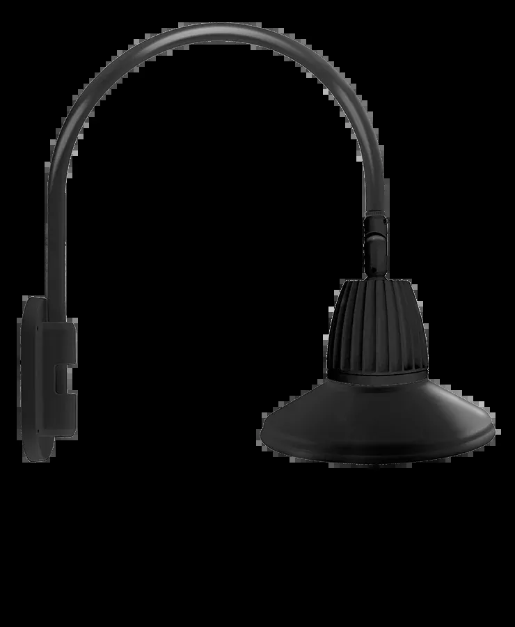 RAB Gooseneck Style4 26W Warm LED 15 Inch Straight Shade Rectangular Reflector Black (GN4LED26YRSTB)