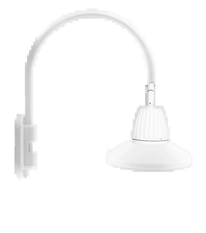 RAB Gooseneck Style4 26W Warm LED 15 Inch Straight Shade Rectangular Reflector White (GN4LED26YRSTW)