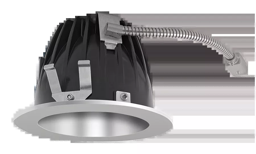 RAB LED Trim MOD 4 Inch Round 50 Degree 3000K 90 CRI Specular Cone Silver Ring (NDLED4RD-50YHC-S-S)