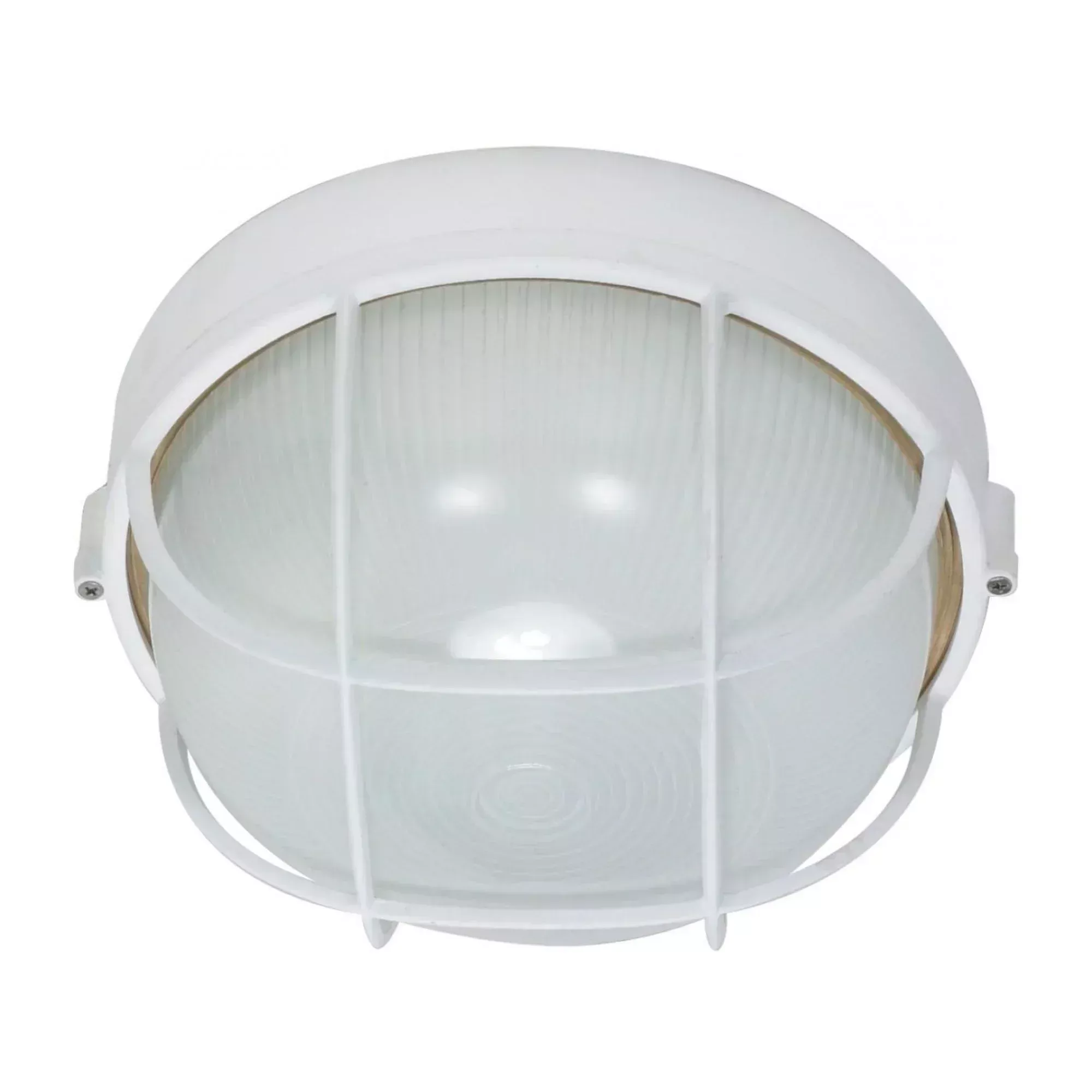 SATCO|NUVO 10" Round Cage Bulkhead Light, Semi Gloss White