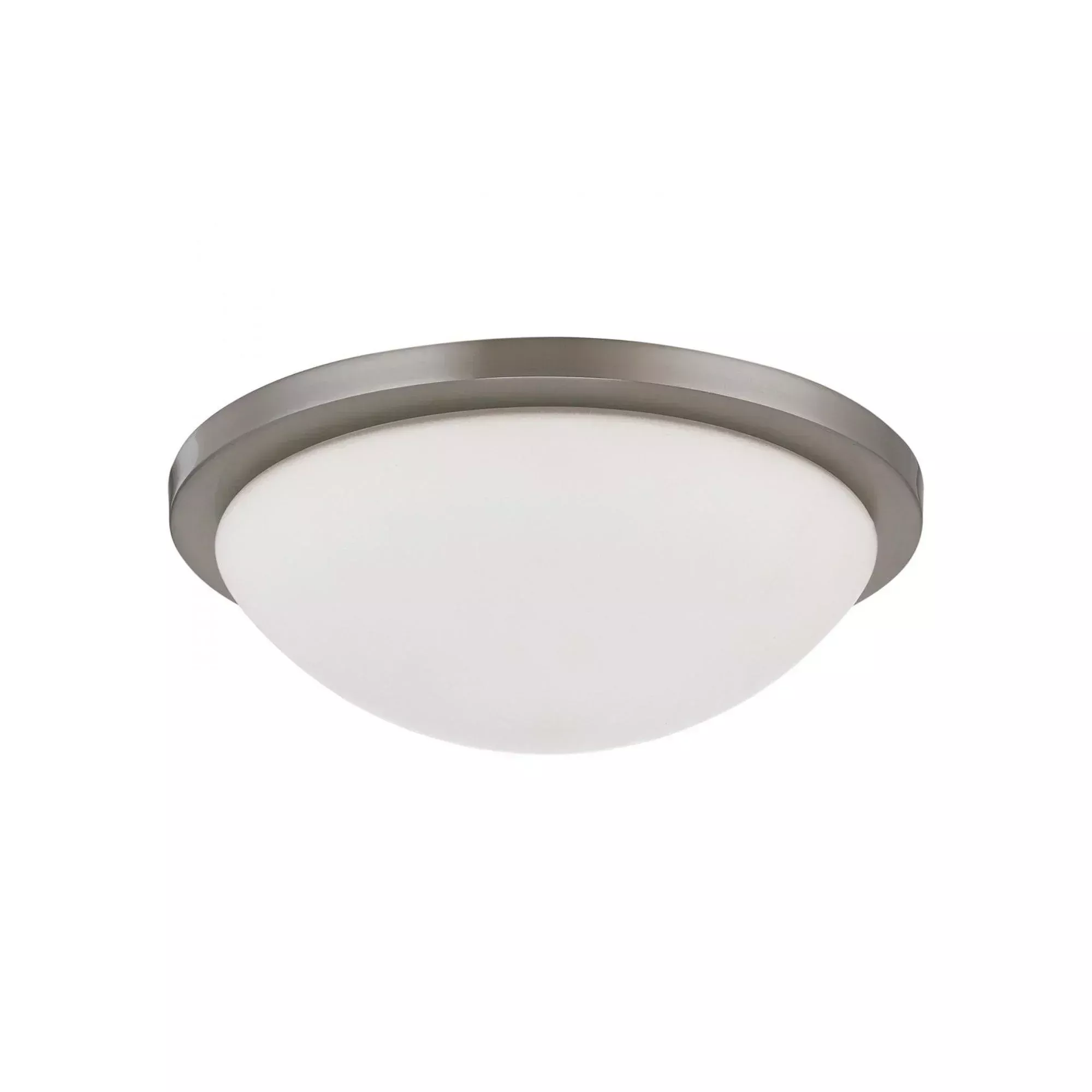 SATCO|NUVO Button 13.38 in. Flush Mount Light, Brushed Nickel