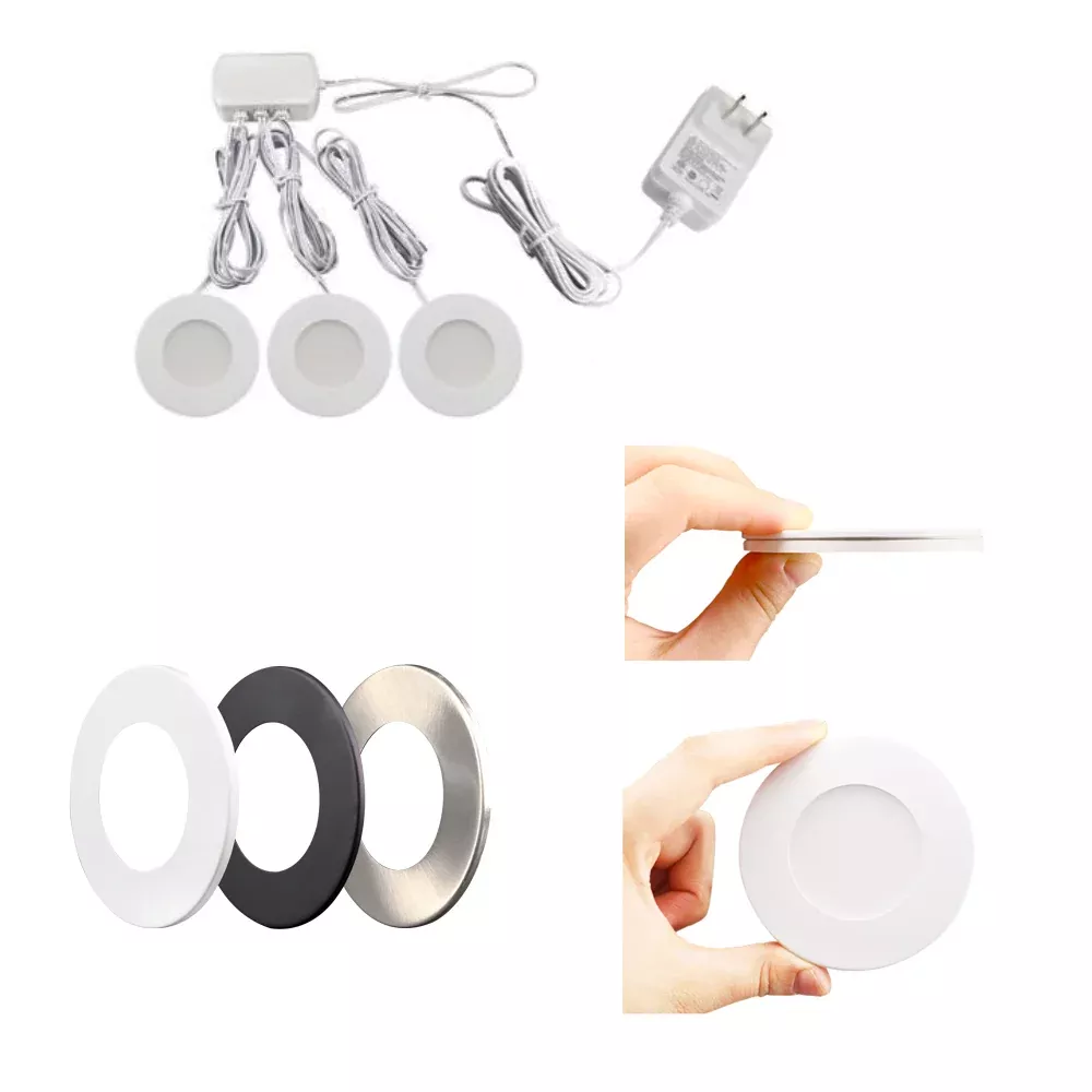 Ultra Slim LED Puck Lights with Plug-In-Driver 3-Pack