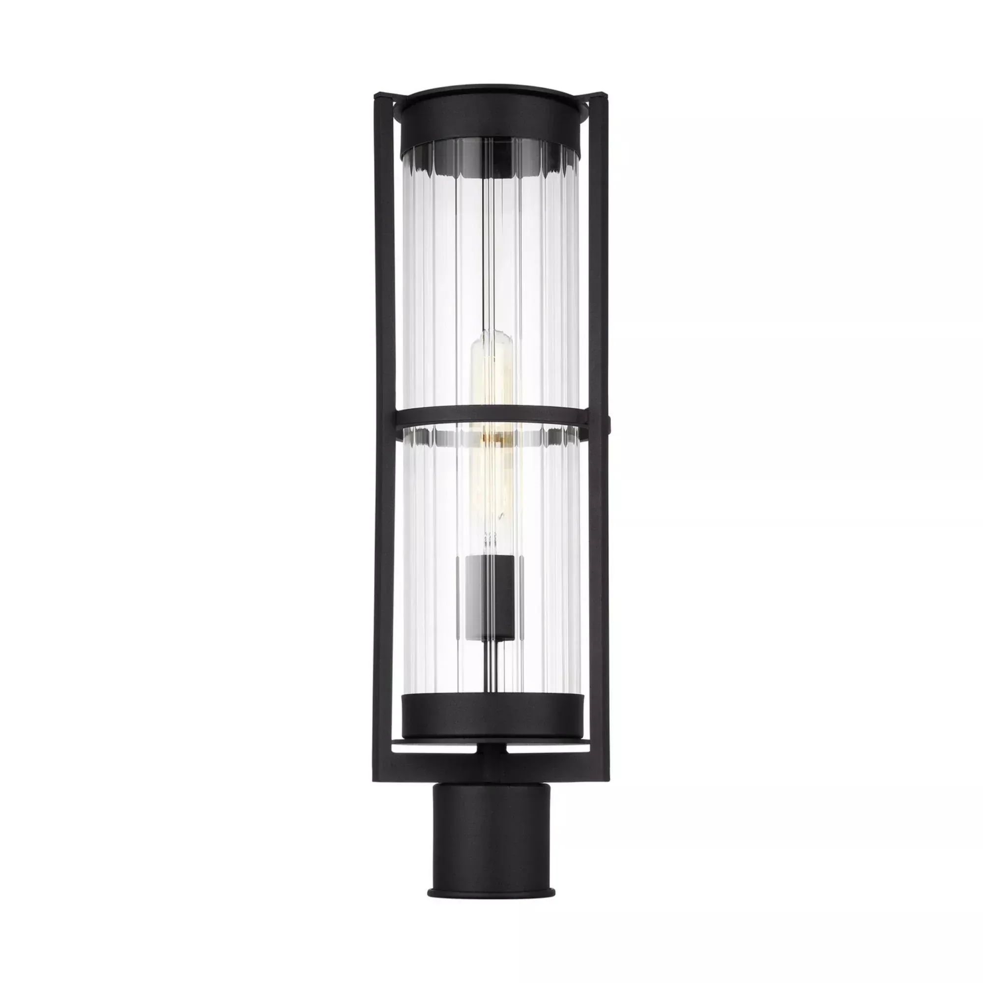 Visual Comfort Studio Alcona 21in. Outdoor Post Light, Black with Clear Fluted Glass