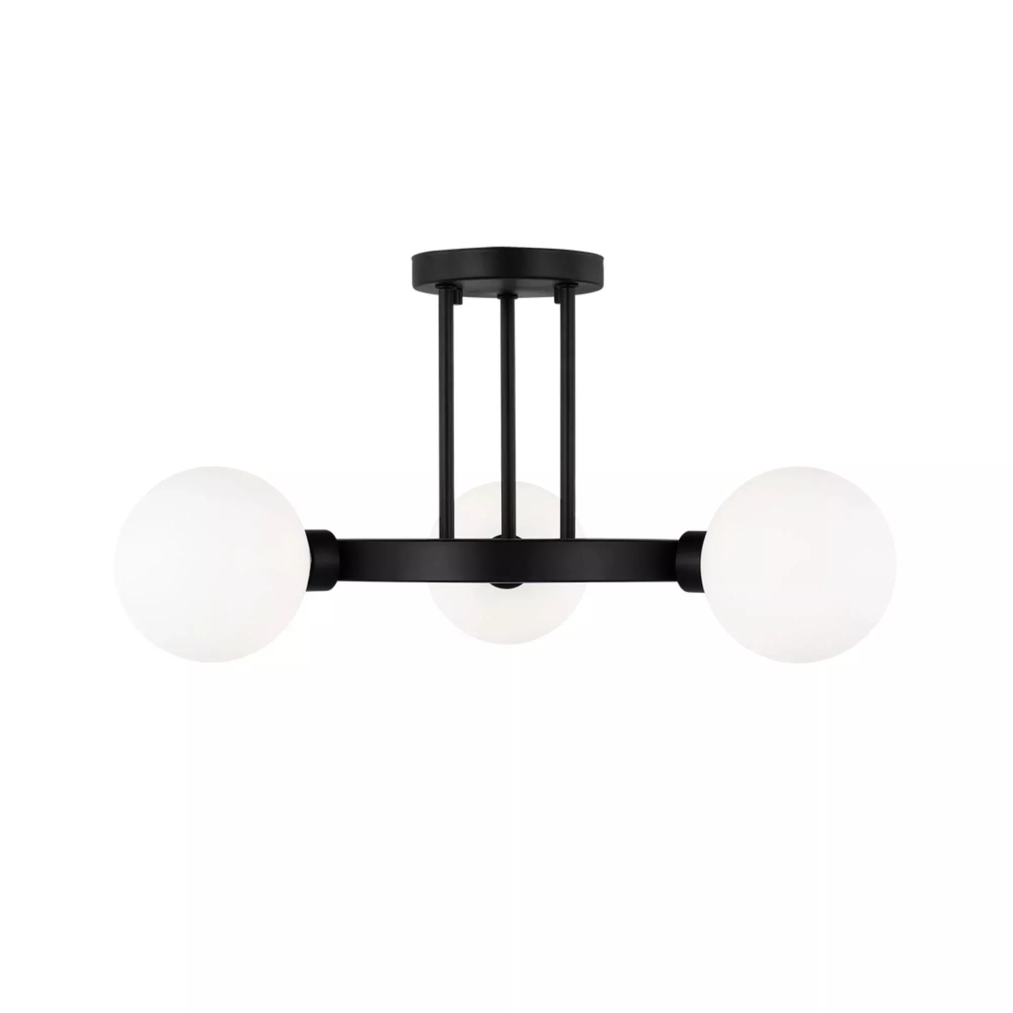 Visual Comfort Studio Clybourn 21 in. 3-Light Semi-Flush Mount, Midnight Black with Etched Opal Glass