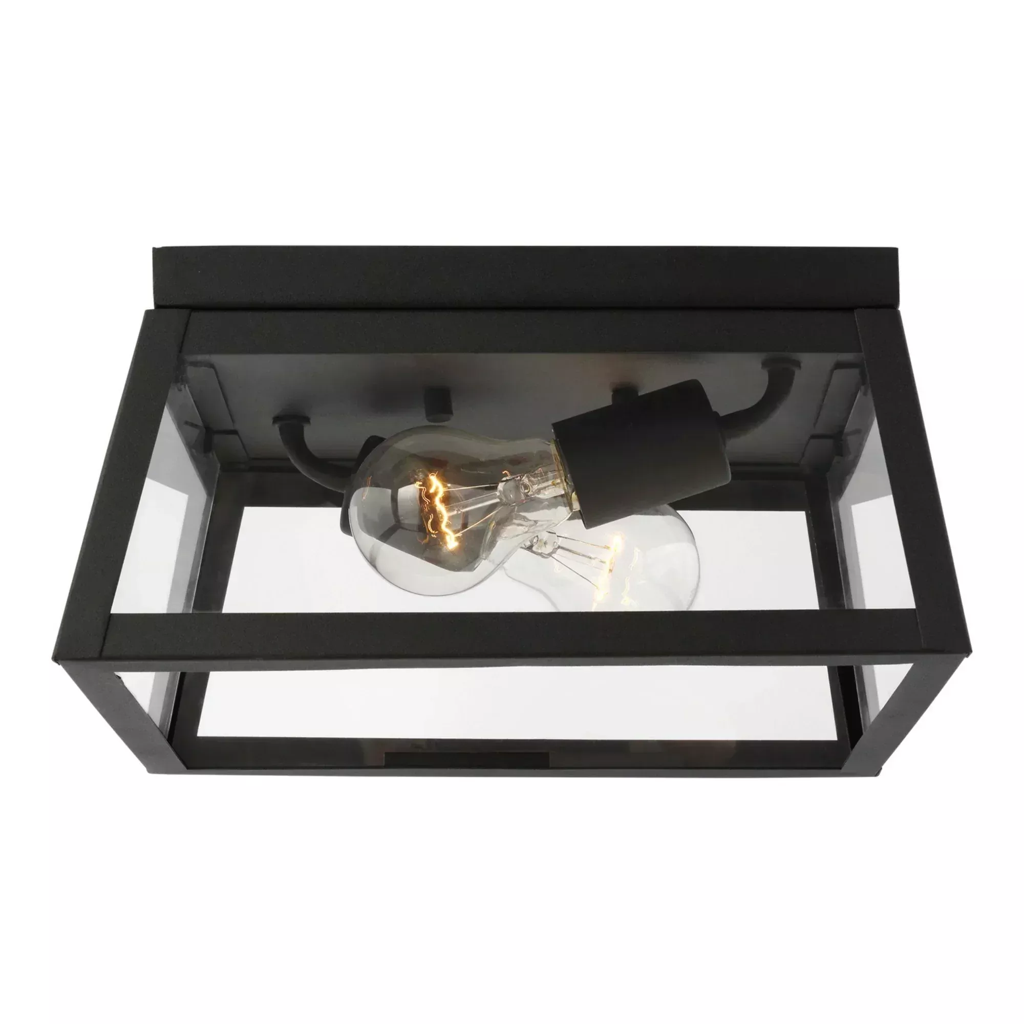 Visual Comfort Studio Founders 12" 2-Light Outdoor Flush Mount, Black Finish