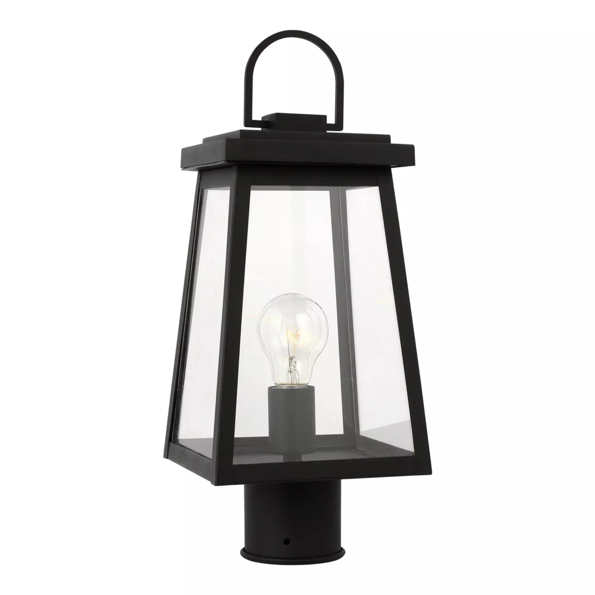 Visual Comfort Studio Founders 17" Outdoor Post Lantern, Black Finish