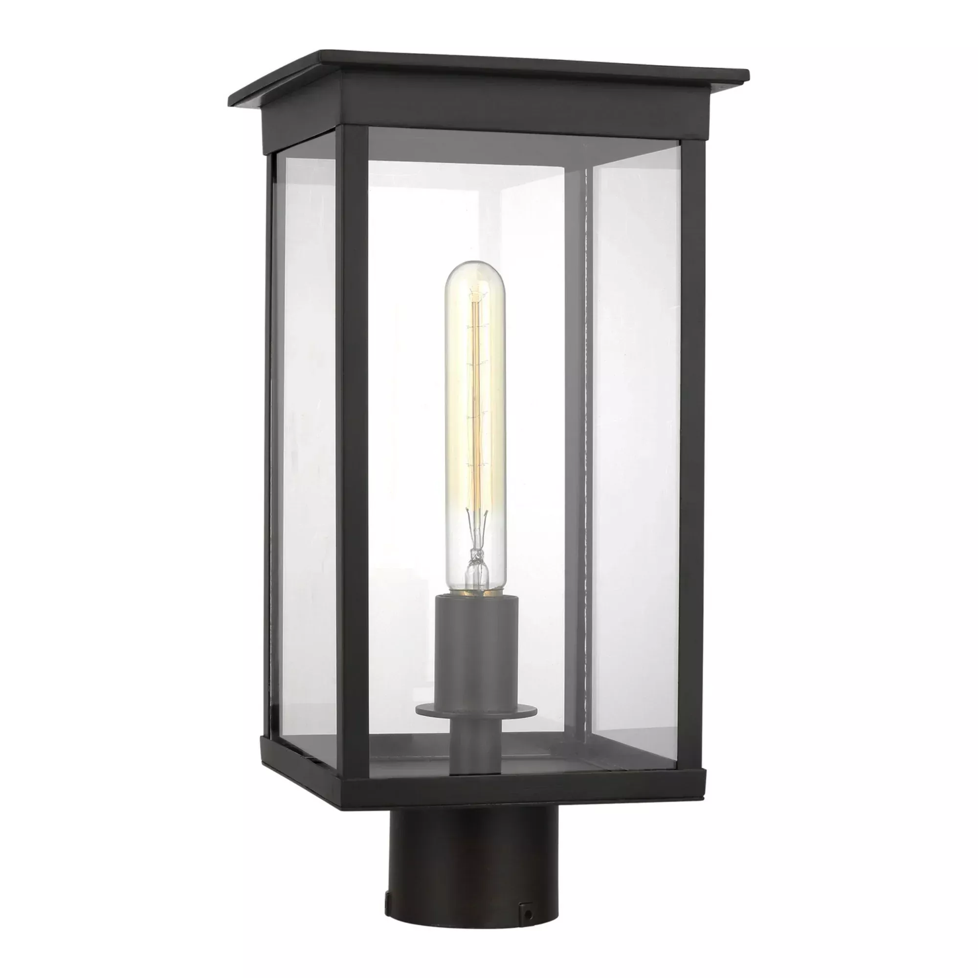 Visual Comfort Studio Freeport 15.75" Outdoor Post Light, Heritage Copper with Clear Glass