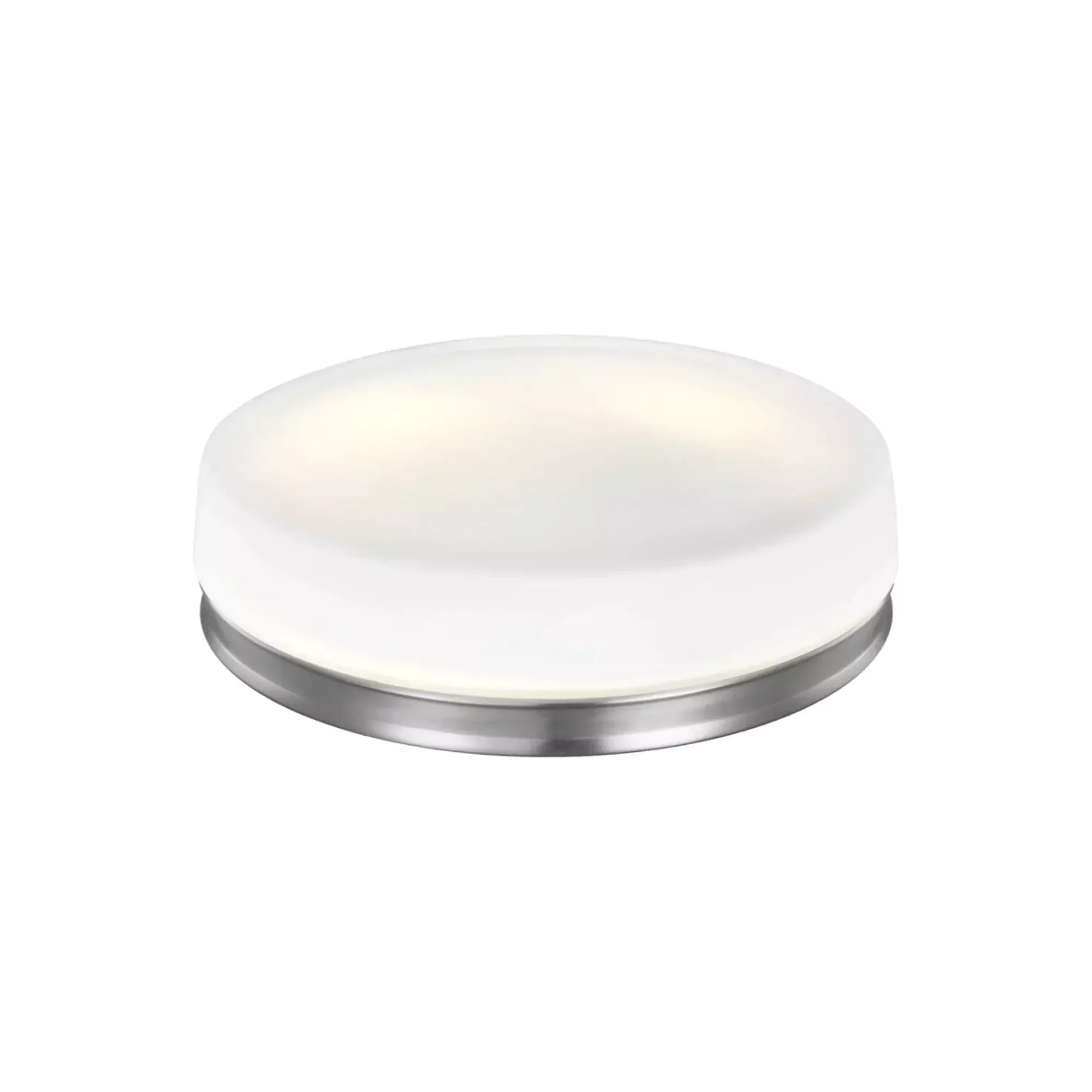 Visual Comfort Studio Issen 13.5 in. 2-Light Flush Mount, Chrome with White Opal Etched Glass