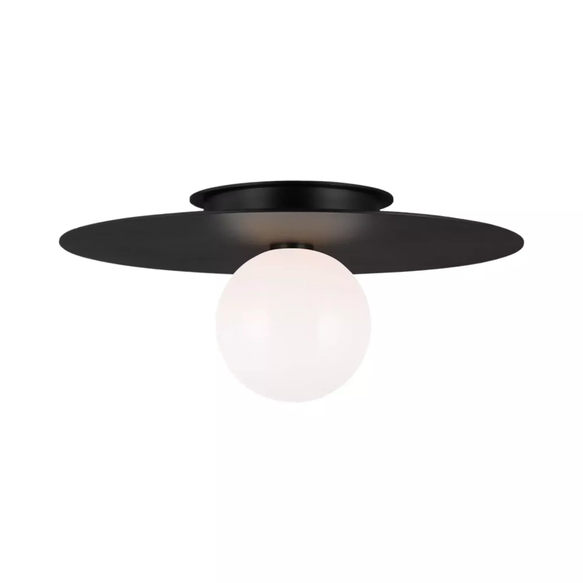 Visual Comfort Studio Nodes 17.5" Flush Mount Light, Midnight Black with Milk Glass
