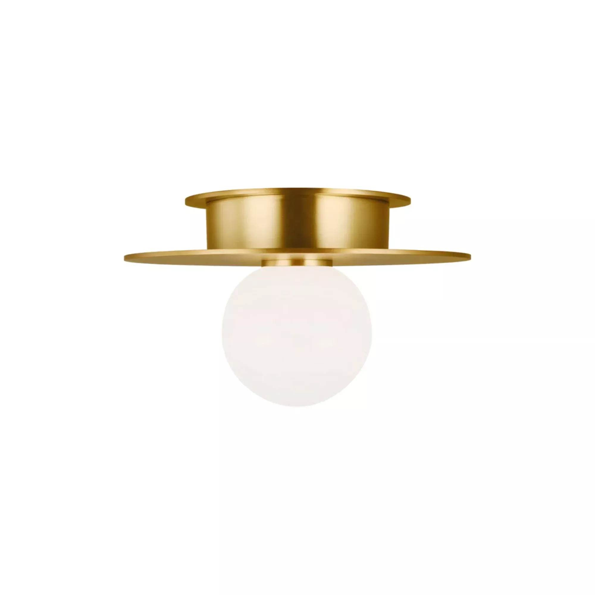 Visual Comfort Studio Nodes 8 in. Flush Mount Light, Burnished Brass with Milk Glass