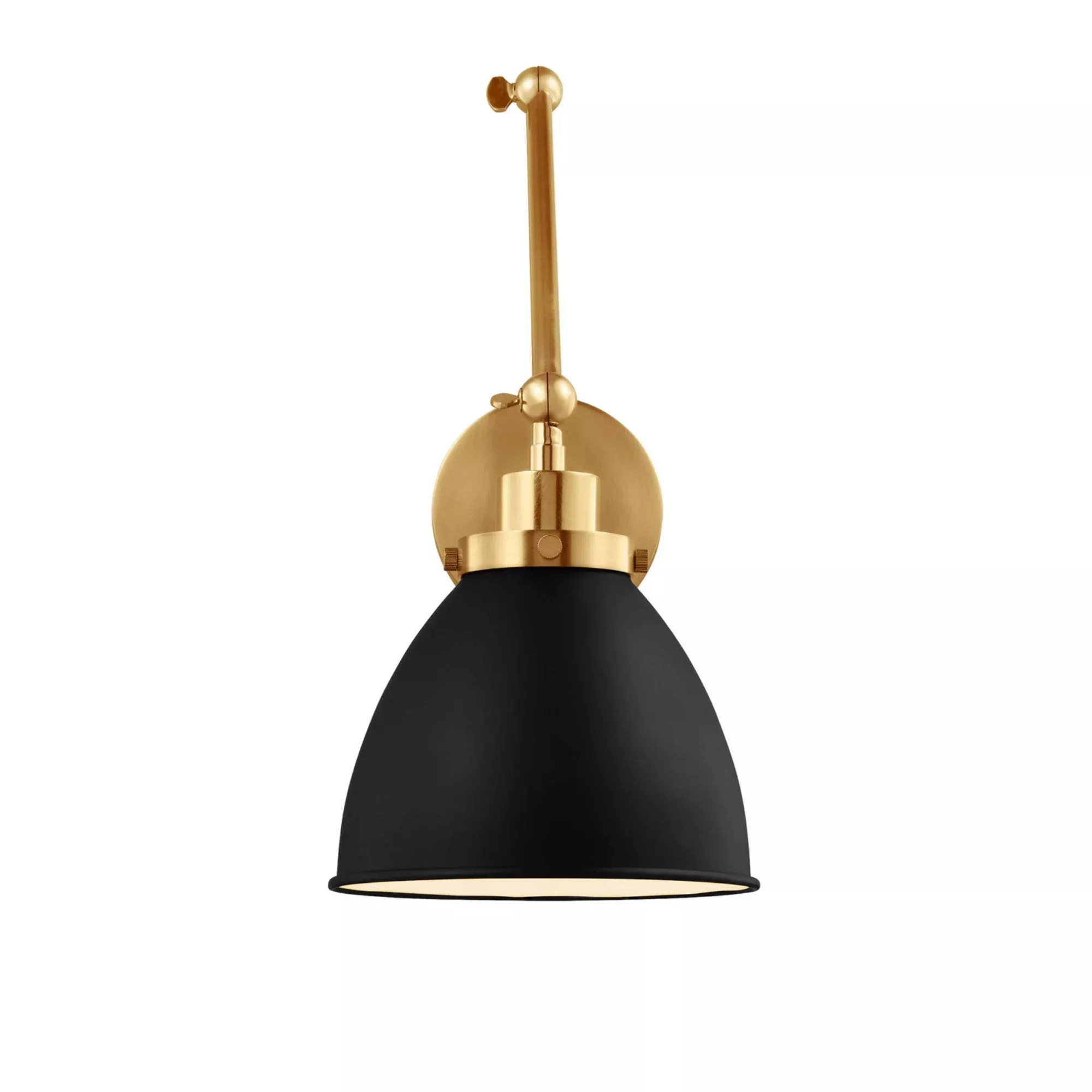 Visual Comfort Studio Wellfleet Double Arm Dome Task Sconce, Midnight Black & Burnished Brass Finish