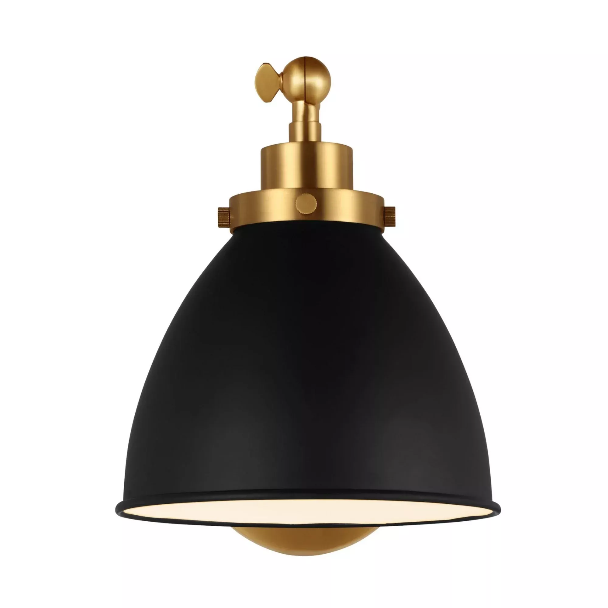Visual Comfort Studio Wellfleet Single Arm Dome Task Sconce, Midnight Black & Burnished Brass Finish