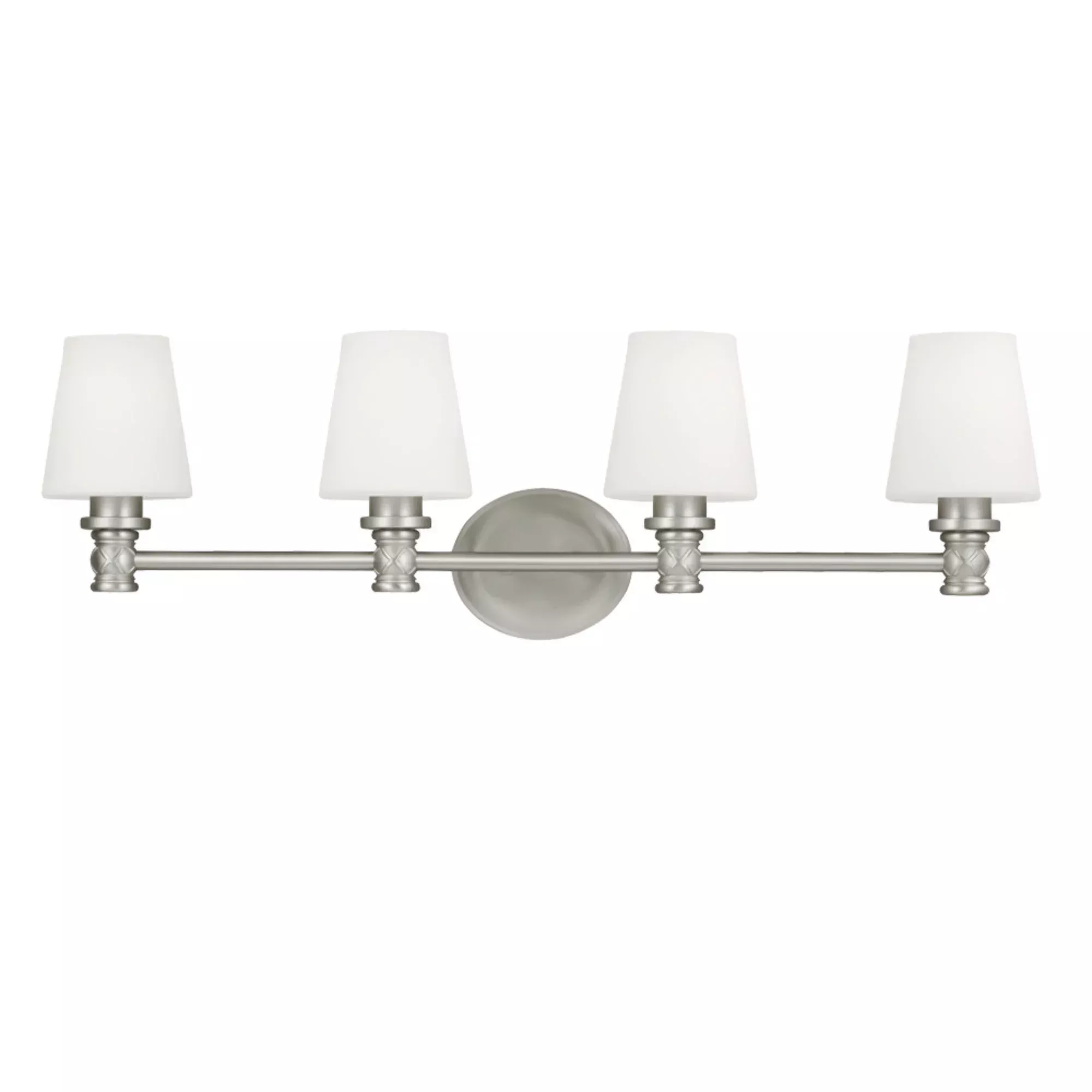 Visual Comfort Studio Xavierre 32.25 in. 4-Light Vanity, Satin Nickel with Opal Etched Cased Glass