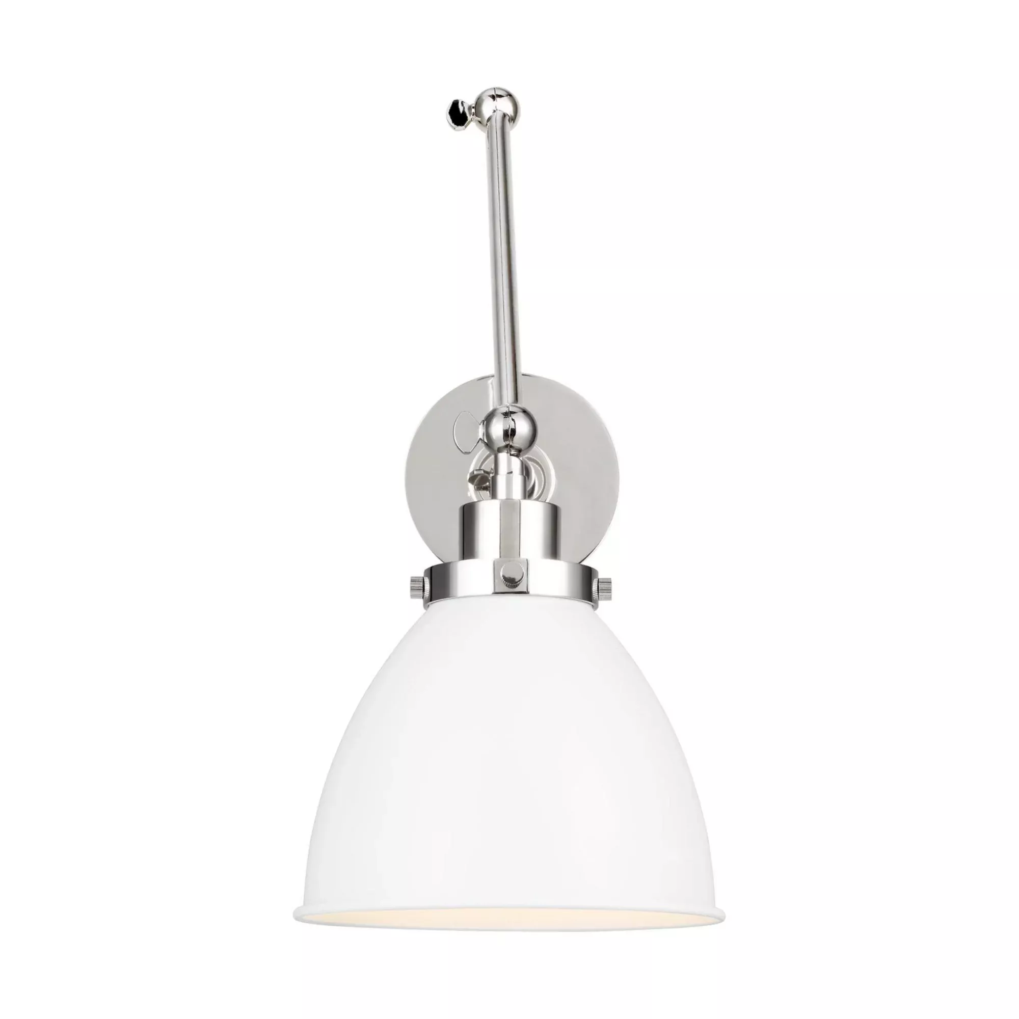 Wellfleet Double Arm Dome Task Sconce, Matte White & Polished Nickel Finish