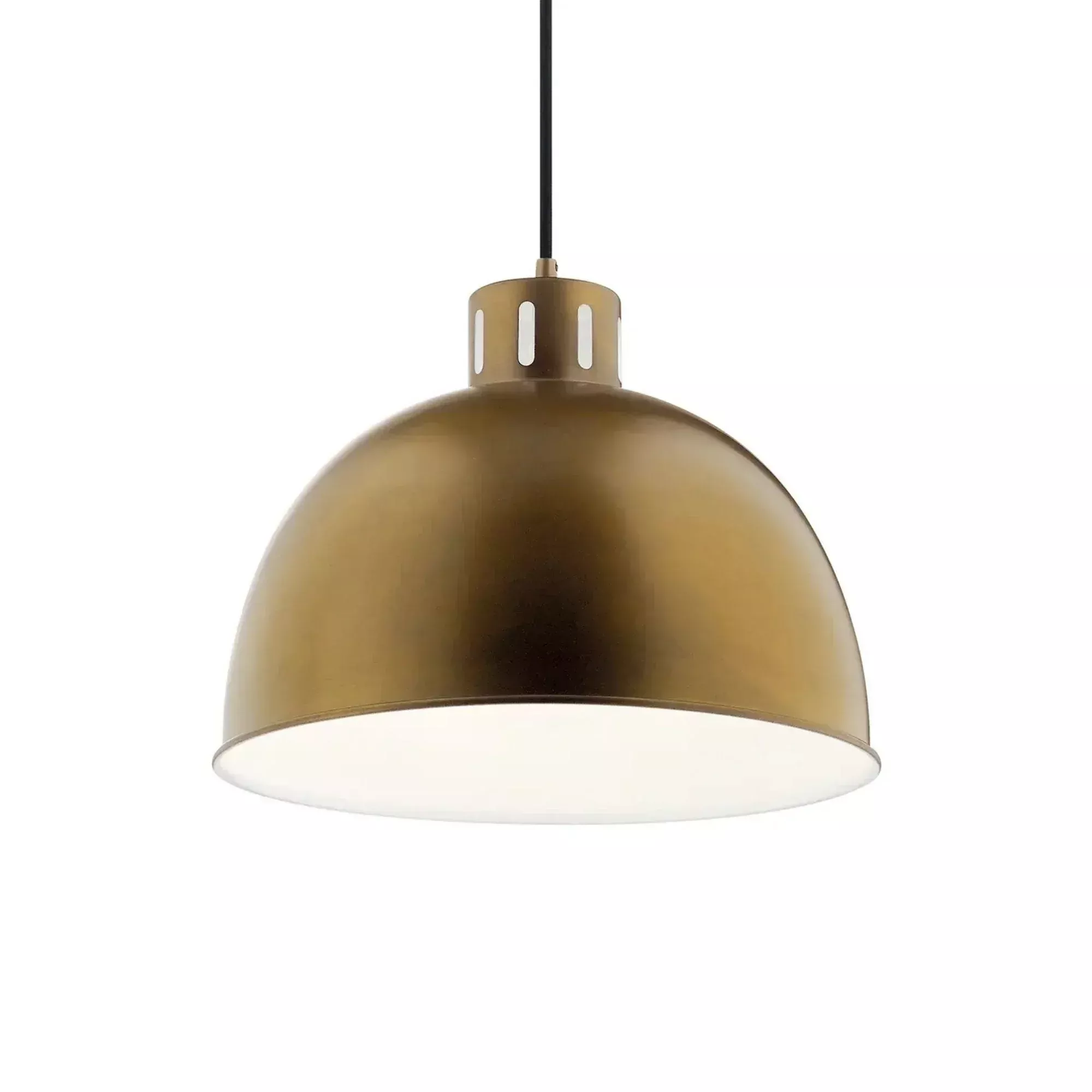 Zailey 12.5 in. Pendant Light, Natural Brass with Metal Dome Shade